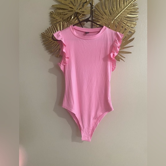 SHEIN Other - SHEIN Pink Ruffle Sleeve Bodysuit